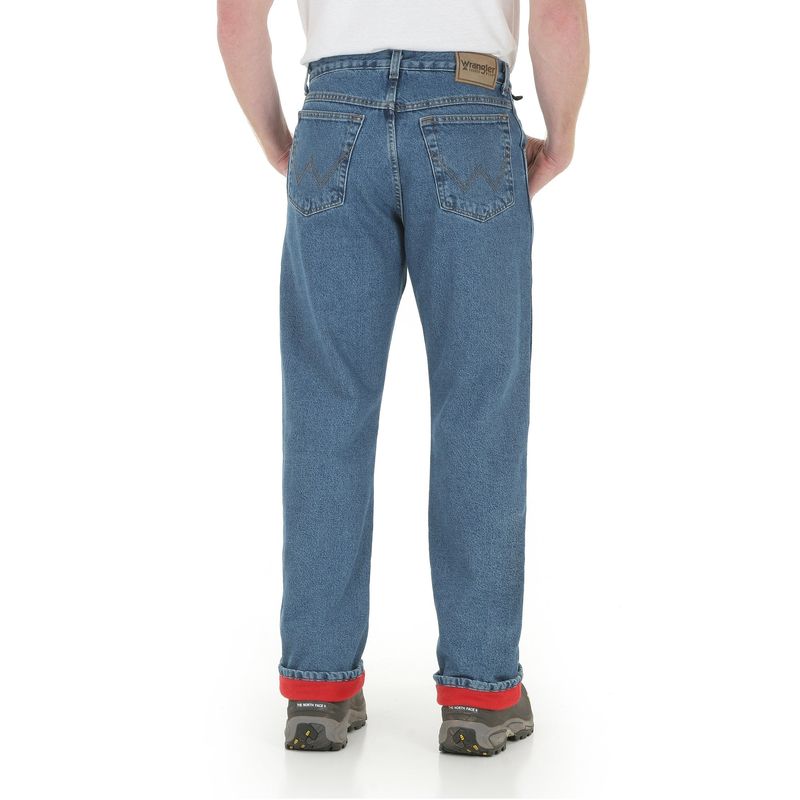 Wrangler Men's Rugged Wear Thermal Jeans - Stonewashed Denim w Red Lining