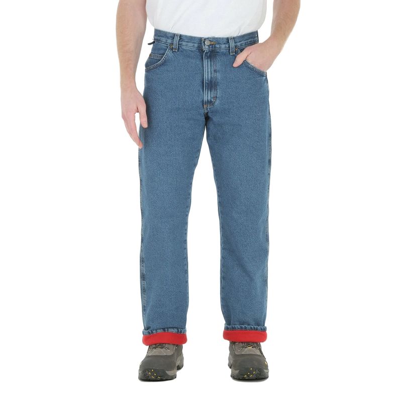 Wrangler Men's Rugged Wear Thermal Jeans - Stonewashed Denim w Red Lining