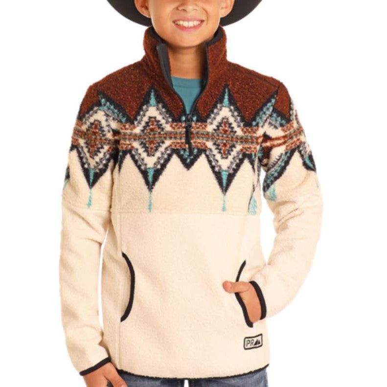 Powder River Kid's Border Berber Pullover - Dark Brown