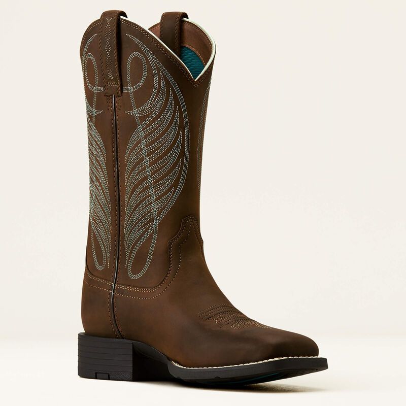 Ariat Women's Round Up Wide Square Toe Boots - Powder Brown