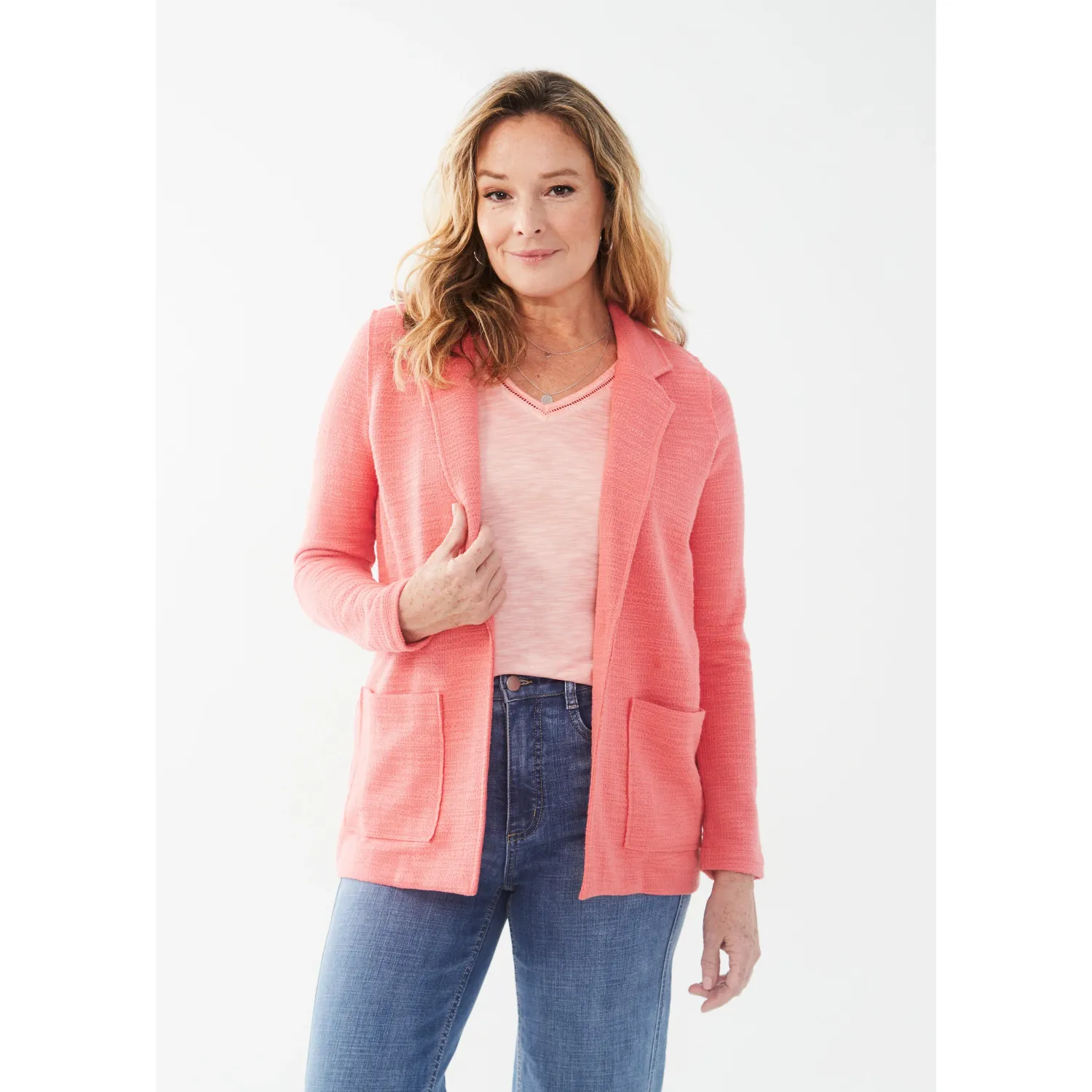 FDJ Women's Knit Blazer - Assorted Colours, Colour: Flamingo Pink, Size: S