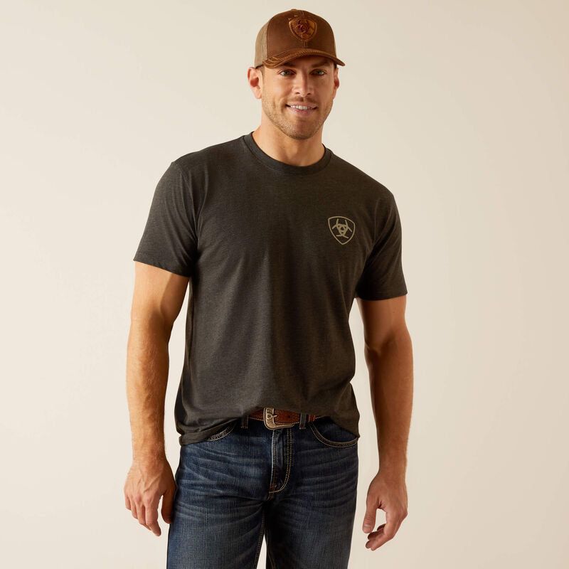 Ariat Men's Rider Label Short Sleeve T-Shirt - Charcoal Heather