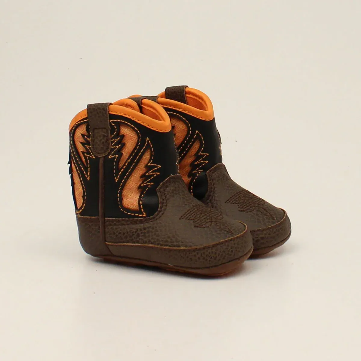 **Ariat Infant Boy's WorkHog Lil' Stompers Boots - Brown w/Orange, Size: 0