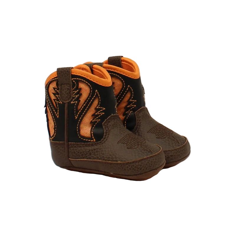 **Ariat Infant Boy's WorkHog Lil' Stompers Boots - Brown w/Orange