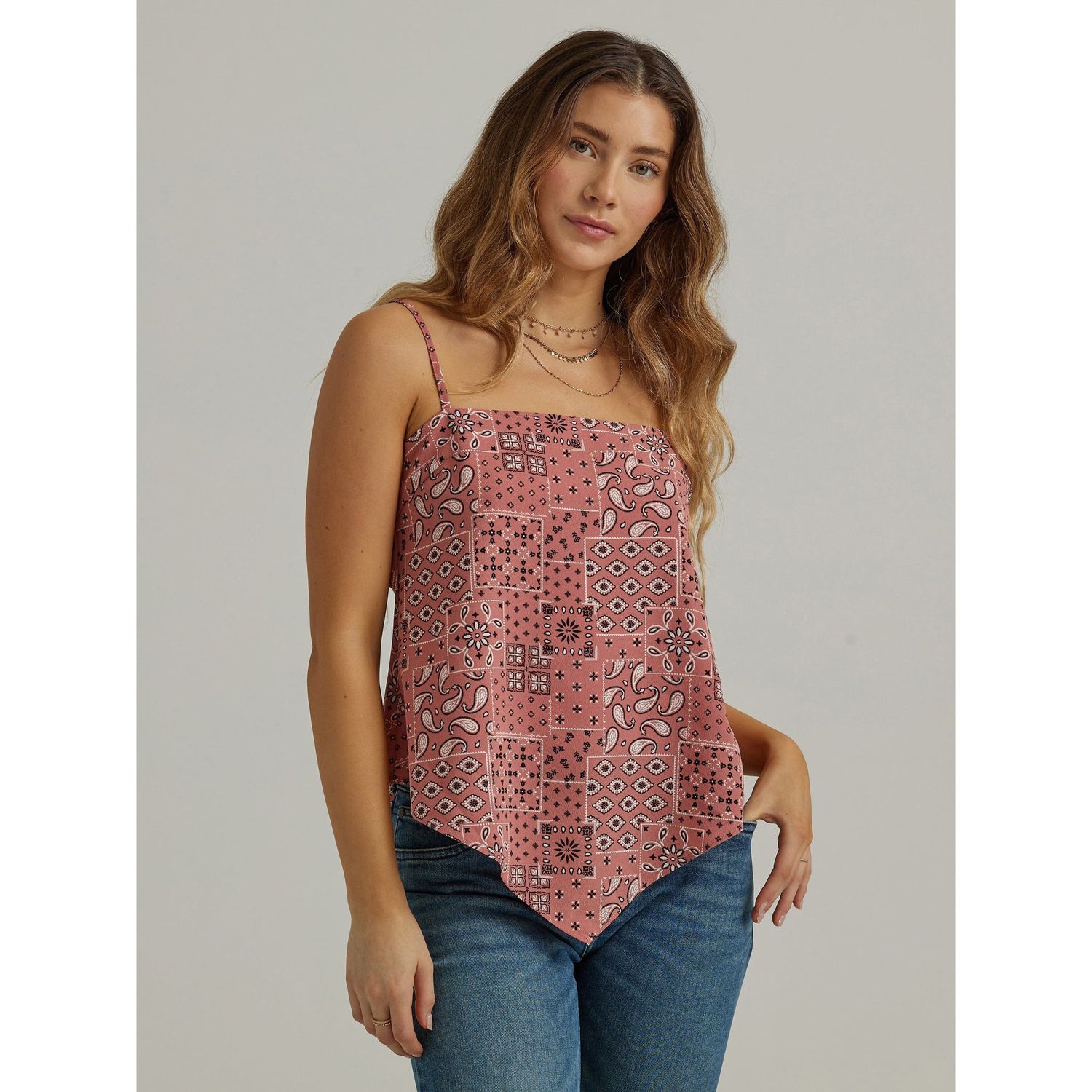 Wrangler Women's Sleeveless Bandana Tank - Pink