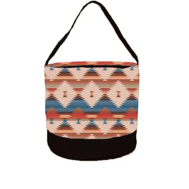 The Front Porch Label Round Storage Bin- Multiple Colours, Color: Aztec Print