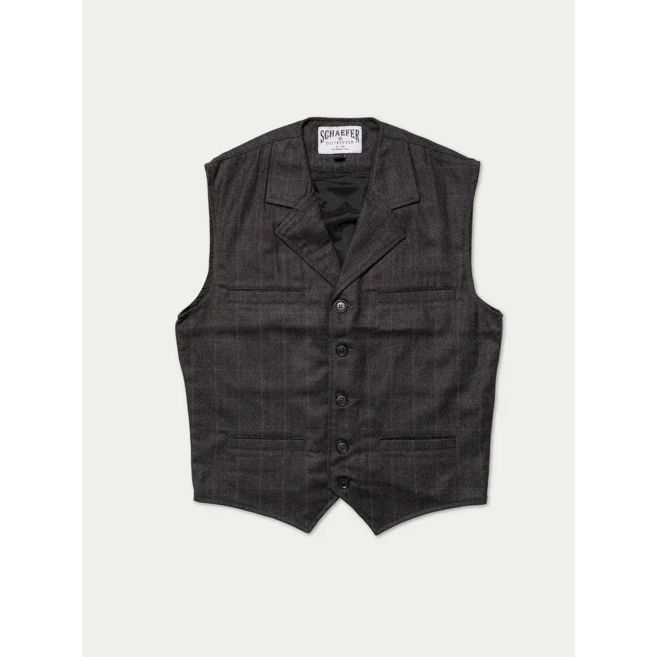Schaefer Men's Laramie Vest, Color: Mustang Window Pane Charcoal, Size: S