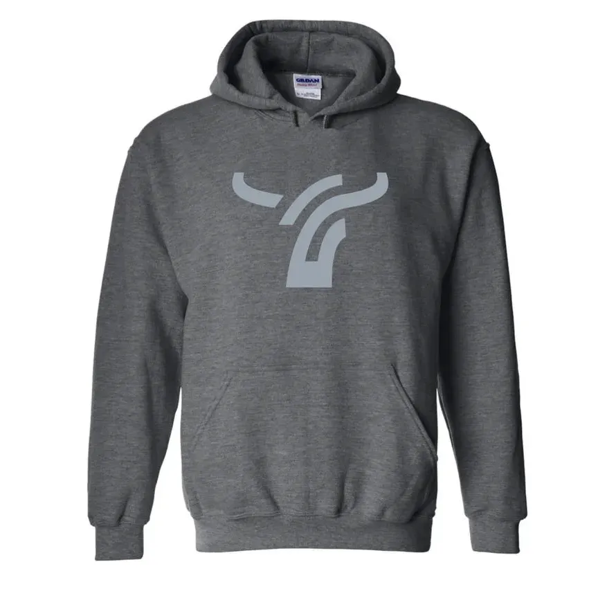 B8 Ranch Apparel Men's Long Sleeve Large Logo Heather Hoody - Dark Grey