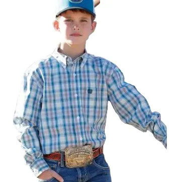 Cinch Boy's Long Sleeve Button Down Print Shirt - Multi