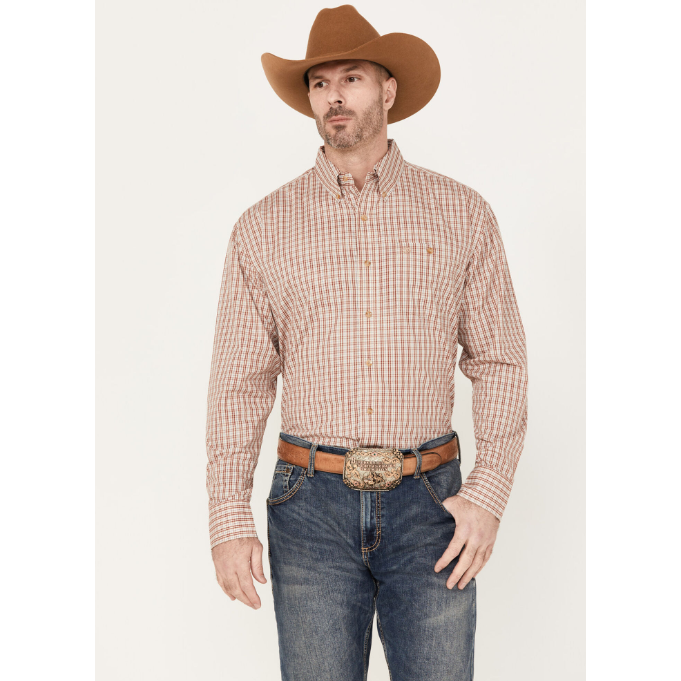 Wrangler Men's Classic Long Sleeve Plaid Shirt - Orange