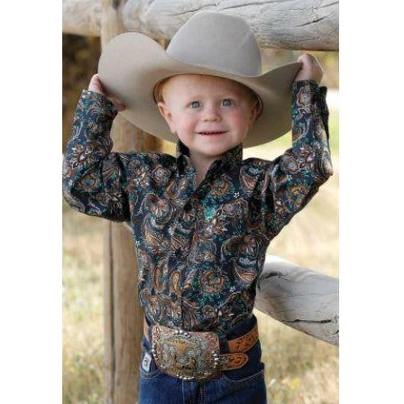 Cinch Boys LS Print Charcoal