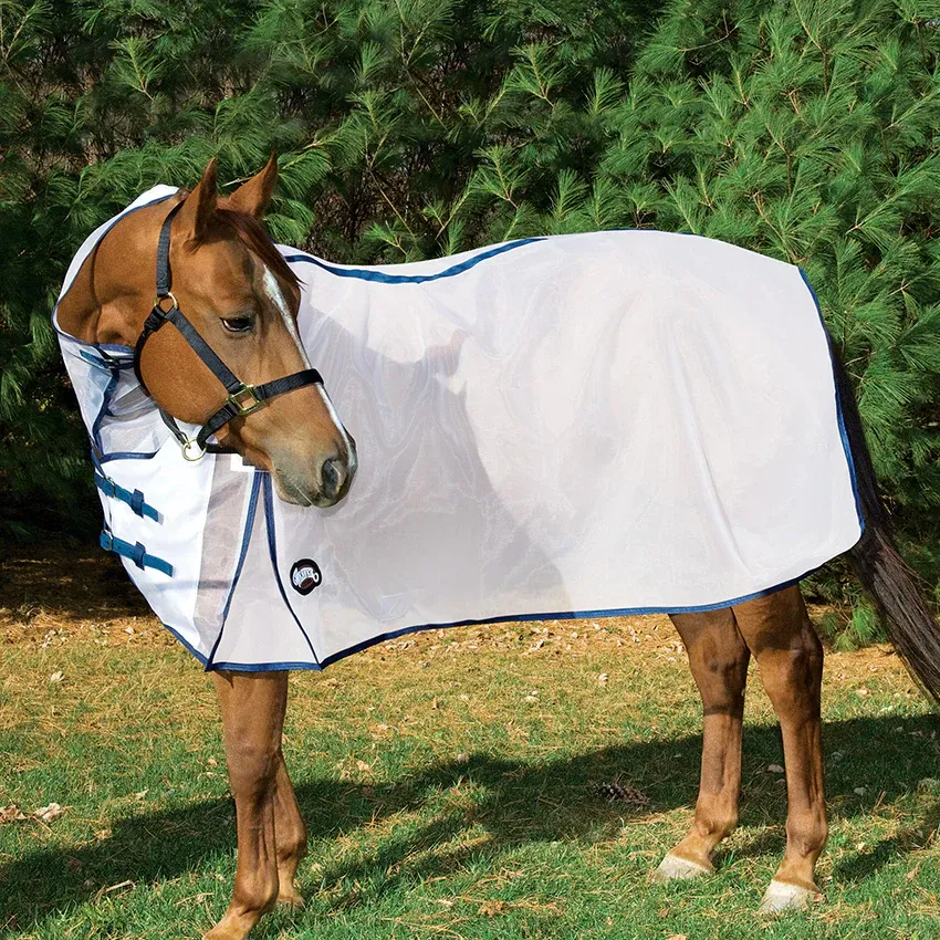 Weaver Mesh Fly Sheet with UV Protection - White/Navy, Colour: White/Navy, Size: 84"