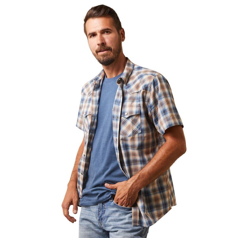 Ariat Mens Hallwood Retro Fit Shirt - Blue Heaven