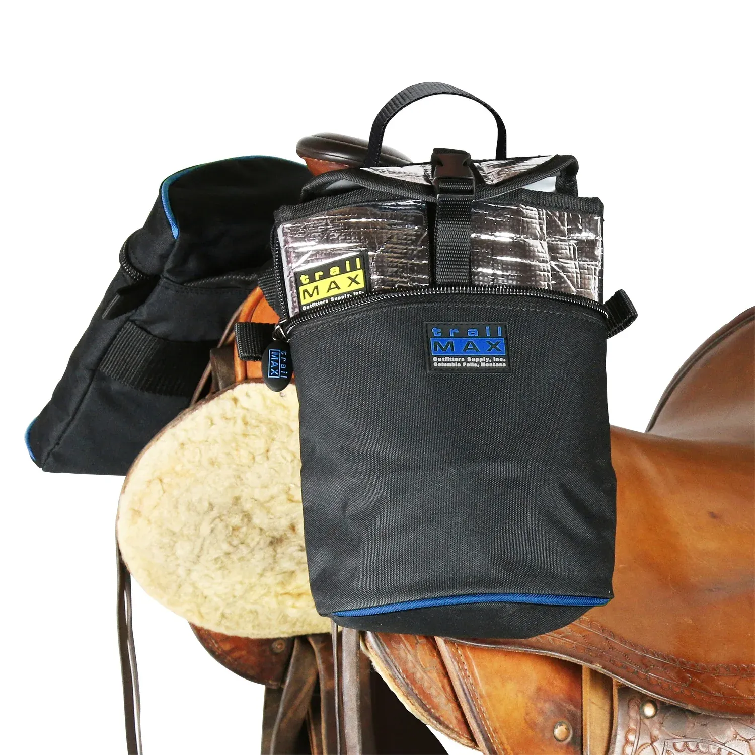 TrailMax Medium Horn / Pommel Bags, Color: black-blue-1