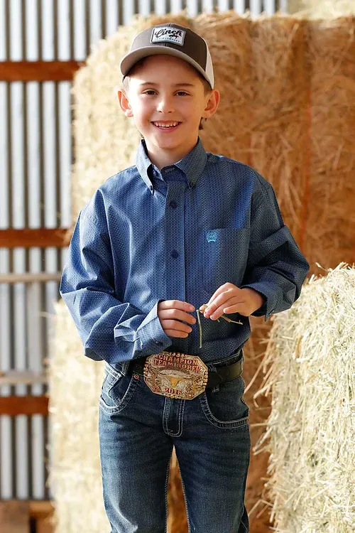 Cinch Boys Long Sleeve Shirt - Royal Blue - MTW7060398