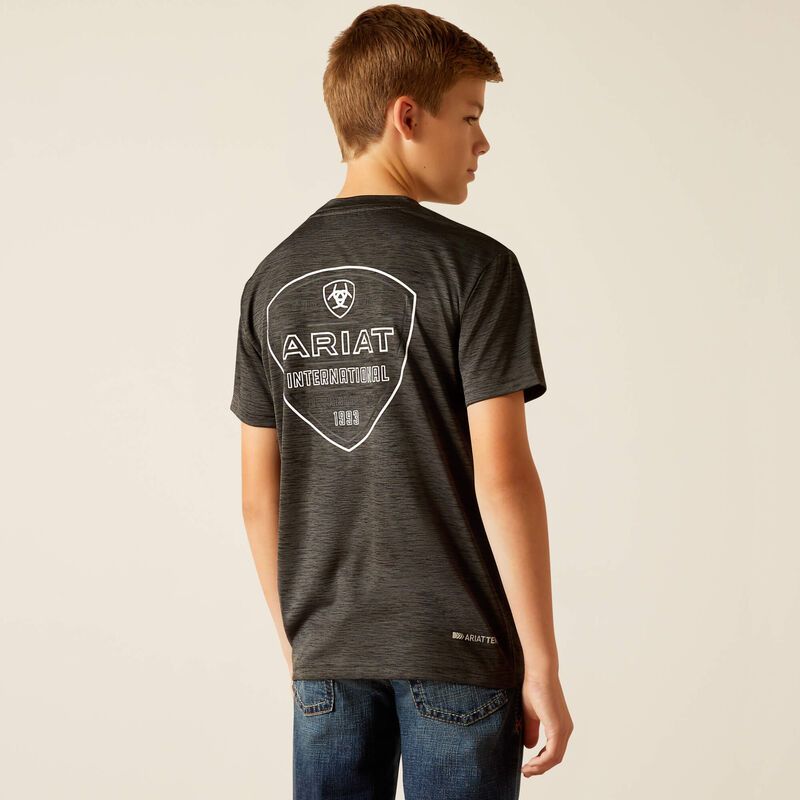 Ariat Boy's Charger Crestline Short Sleeve T-Shirt - Charcoal