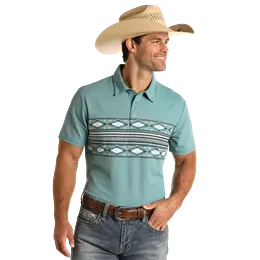 Rock &amp; Roll Men's Border Print Polo, Size: L