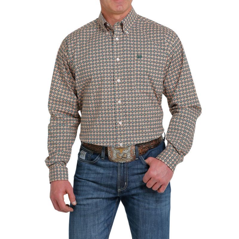 Cinch Men's LS Print Shirt - Multi, Color: Medallion, Size: XS