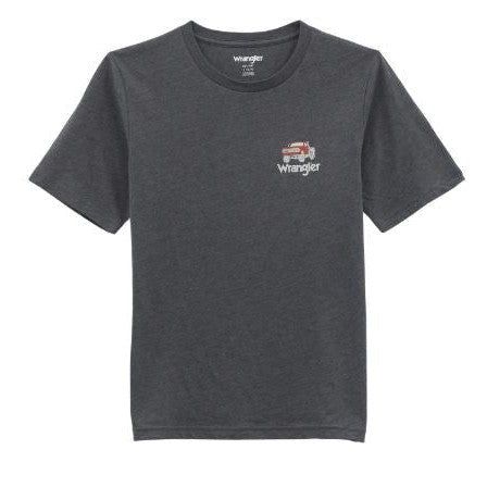 Wrangler Boy's Short Sleeve Ride of Life Truck Tee Shirt- Asphalt Heather