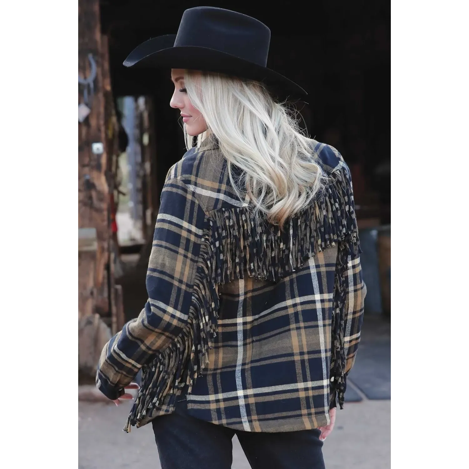Cruel Women's Long Sleeve Plaid Shirt Jacket - Black
