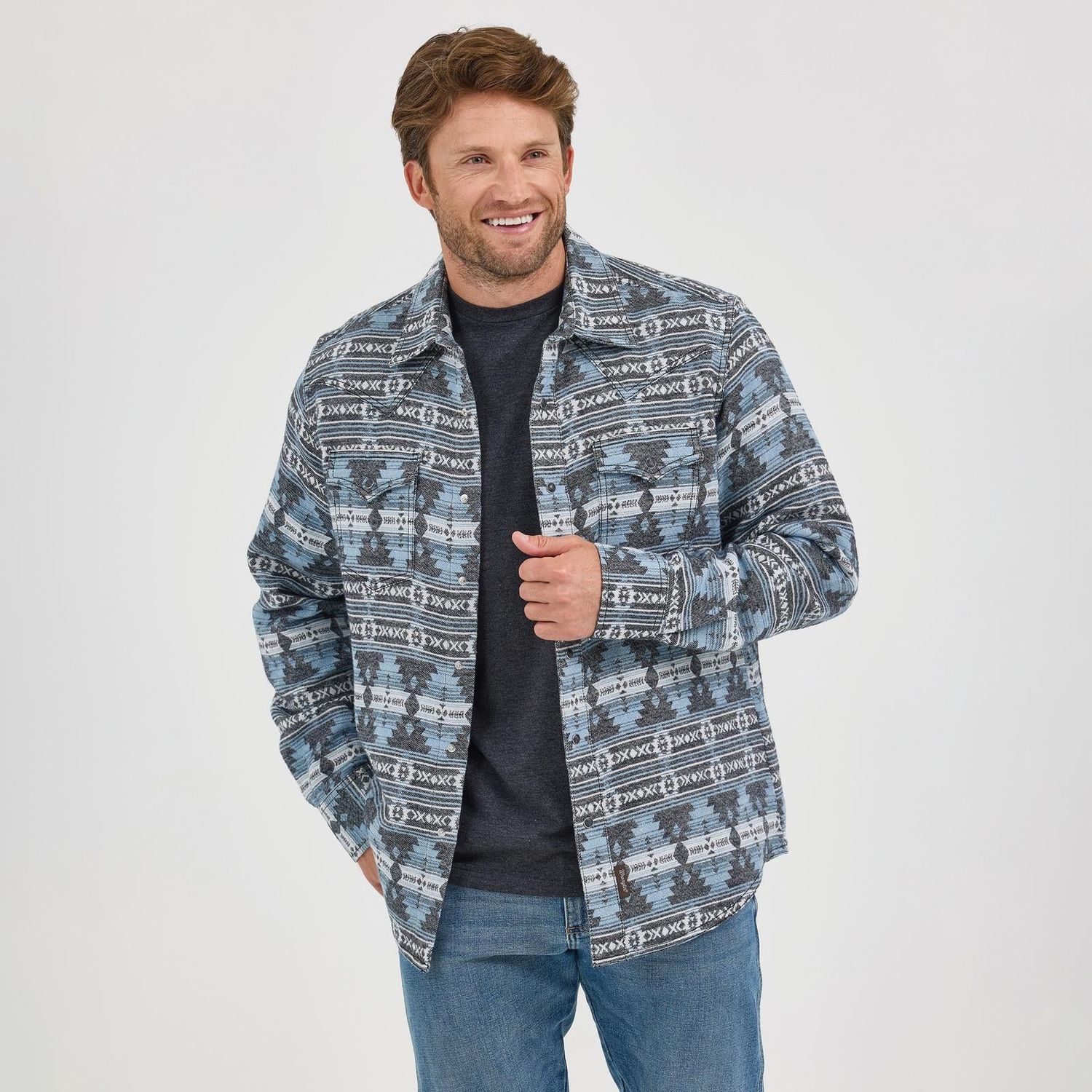 Wrangler Men's Wrangler Retro Modern Fit Premium Long Sleeve Shirt - Blue Multi