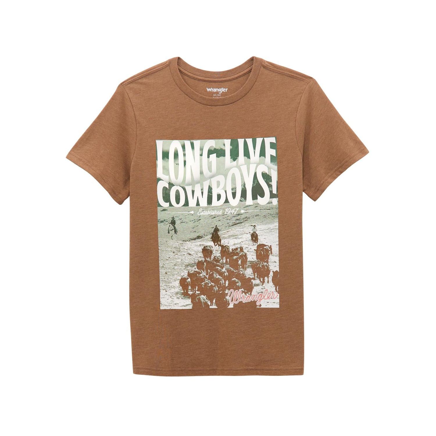 Wrangler Women's Regular Fit Short Sleeve Tee Shirt- Cacao Nibs Heather