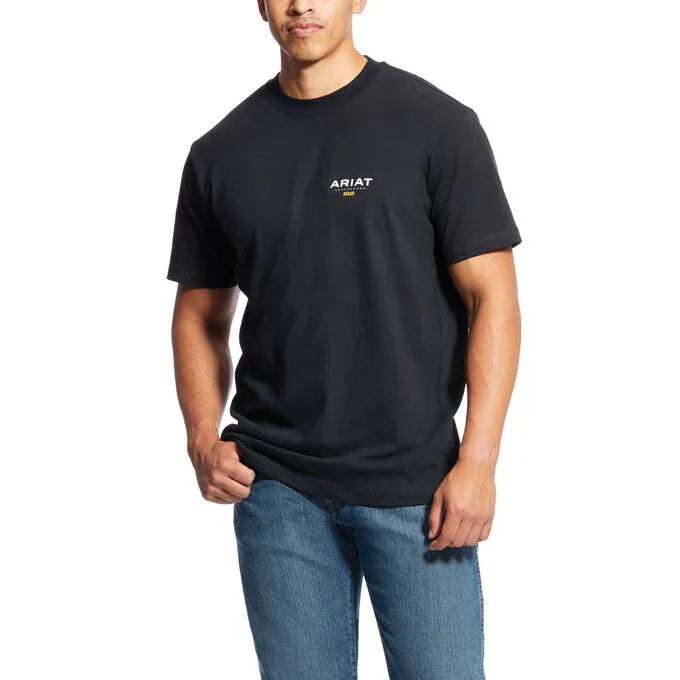Ariat Men's Rebar Cotton Strong Logo T-Shirt, Colour: BLACK, Size: SMALL
