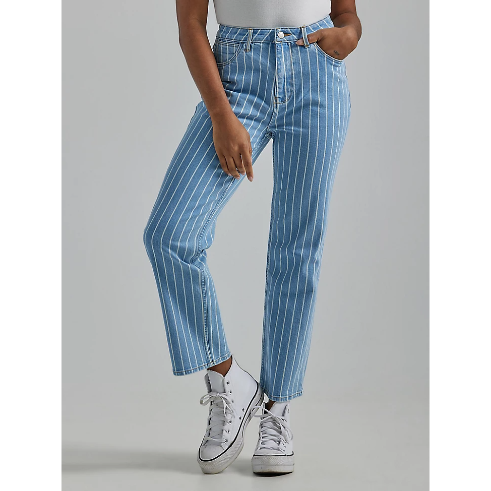 Wrangler Womens Rodeo Straight Stripe Crop Jeans - Stone Stripe