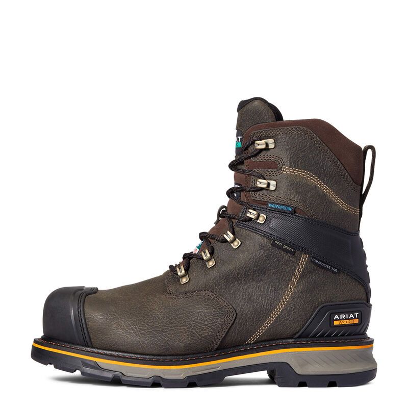 Ariat Men's Stump Jumper 8" CSA Glacier Grip Waterproof 600g Composite Toe Work Boot - Iron Coffee