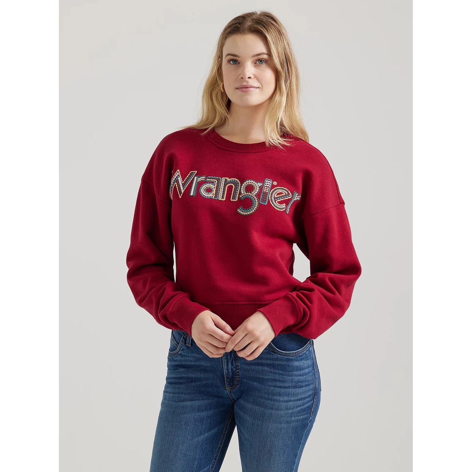 Wrangler Women's HO24 Long Sleeve Sweatshirt- Red