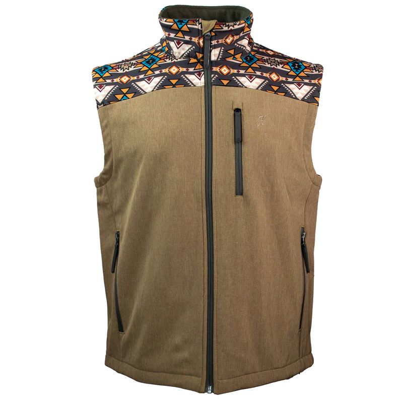 Hooey Mens Softshell Vest Tan Full Zip