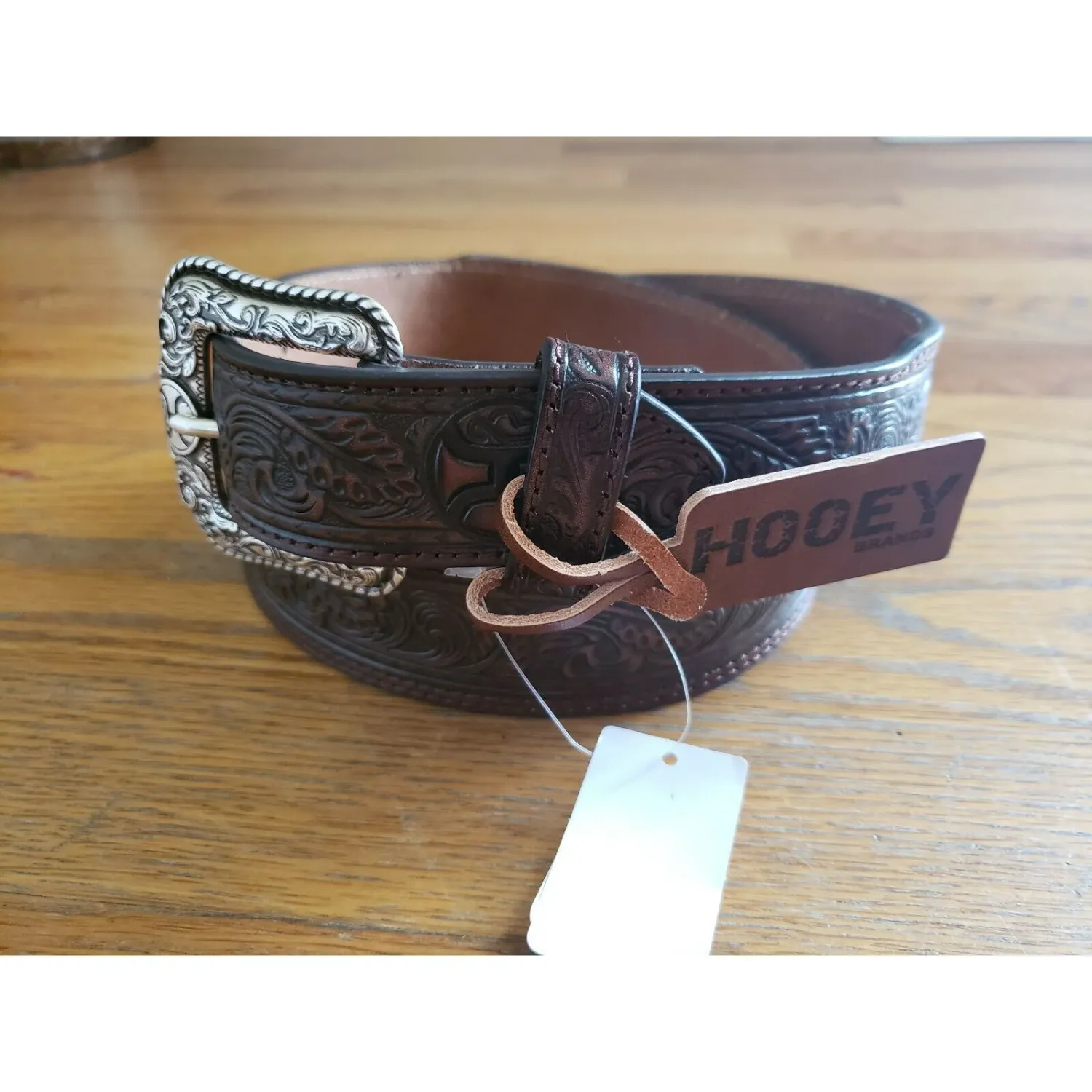 Hooey Men's Tapered Leather Belt - Mahogany, Size: 32