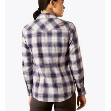 Ariat Women's FR Heritage Retro Fit Long Sleeve Work Shirt- Vanilla/Navy