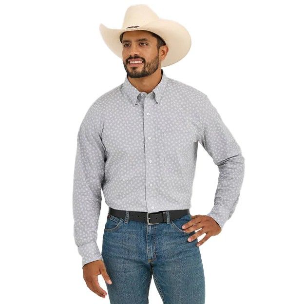 Wrangler Men's Cody Johnson Long Sleeve Shirt- Grey