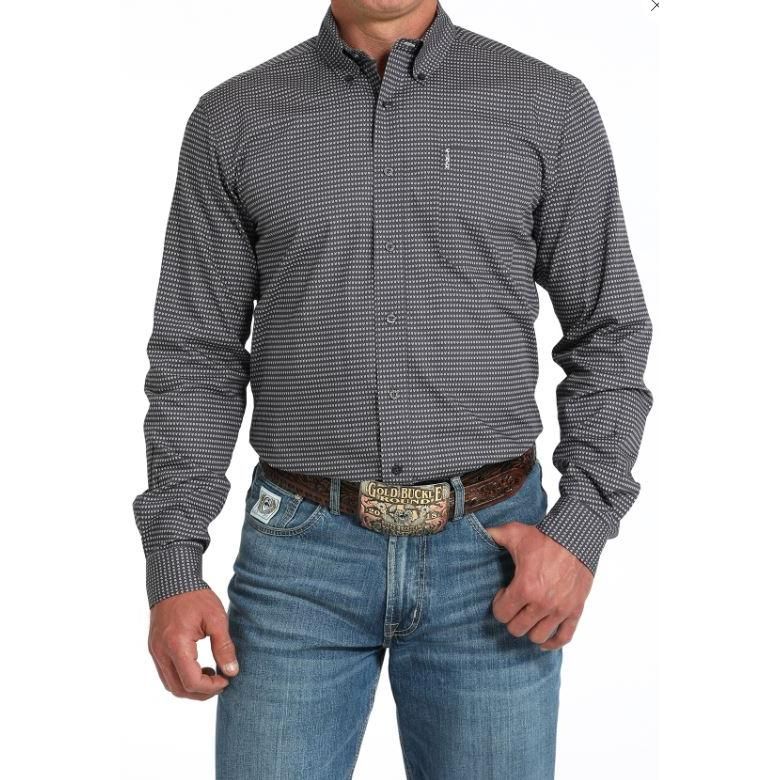 Cinch Men's Long Sleeve Print Shirt-Grey - MTW1347130