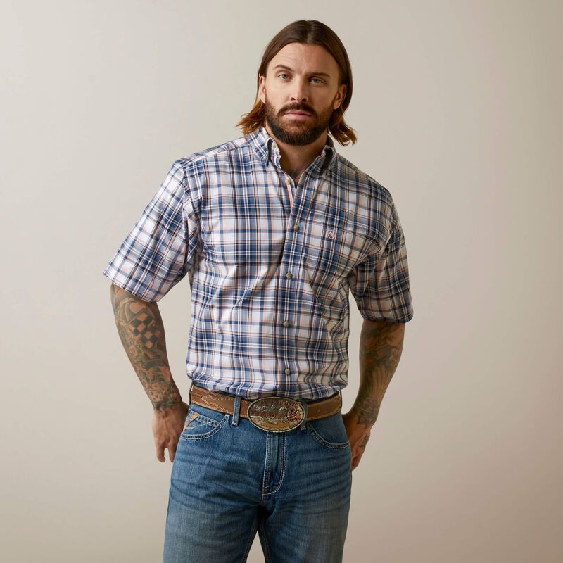 Ariat Men's Pro Olsen FTD SS Shirt Blue