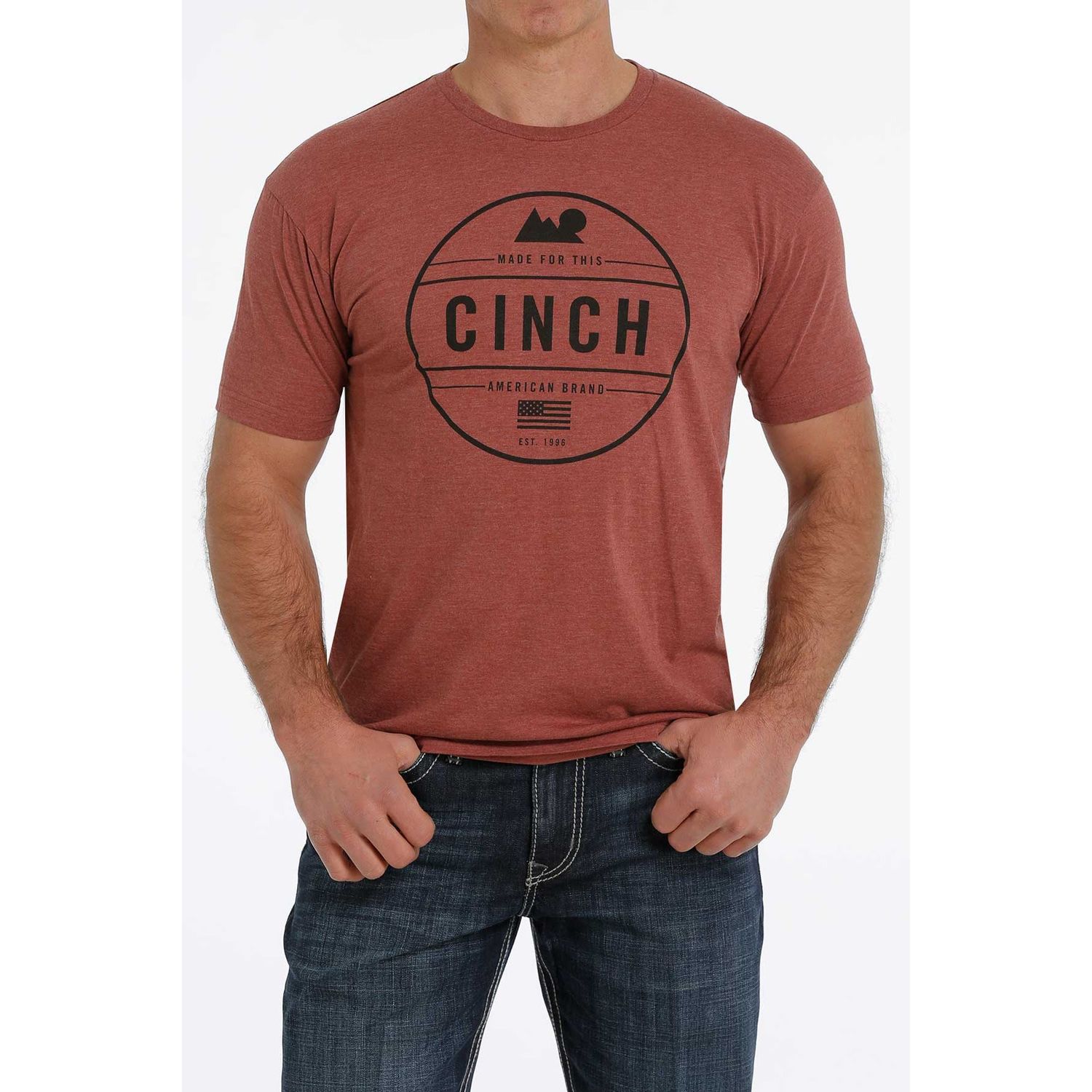 Cinch Men's SS Tee Heather Coral