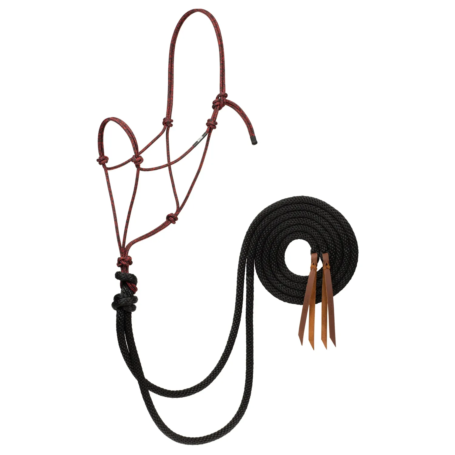 Silvertip Big Sky Loping Rope Halter w/Split Reins, Colour: BLACK/RED