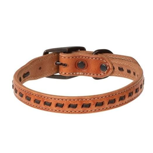 Weaver Buckstitch Leather Dog Collar- Russet