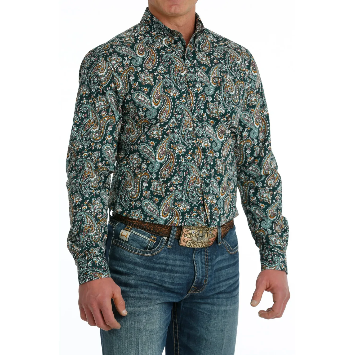 Cinch Men's LS Print Modern Shirt - Green
