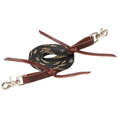 Weaver Leather Flat Braided Competition Roper Rein 5/8" x 8' - Multiple Colours, Color: Black/tan