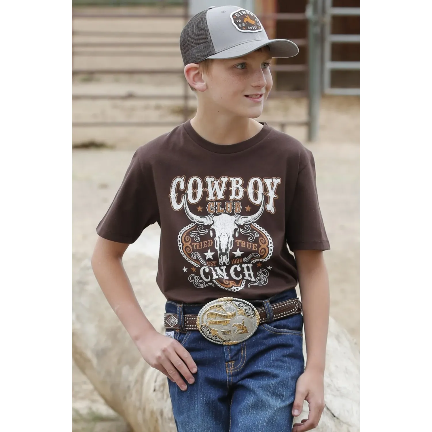 Cinch Boy's Graphic Short Sleeve T-Shirt - Brown