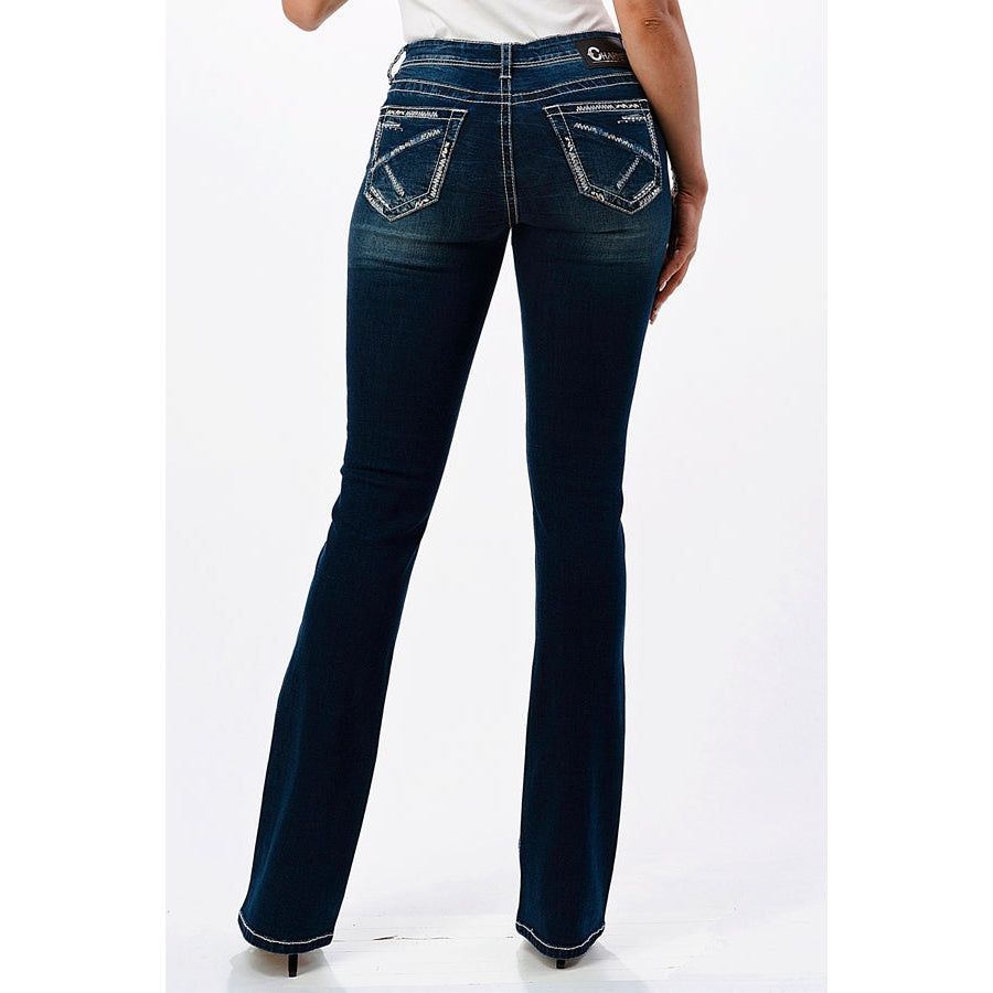 Grace in LA Women's Easy Bootcut Jeans - W Border Embroidery
