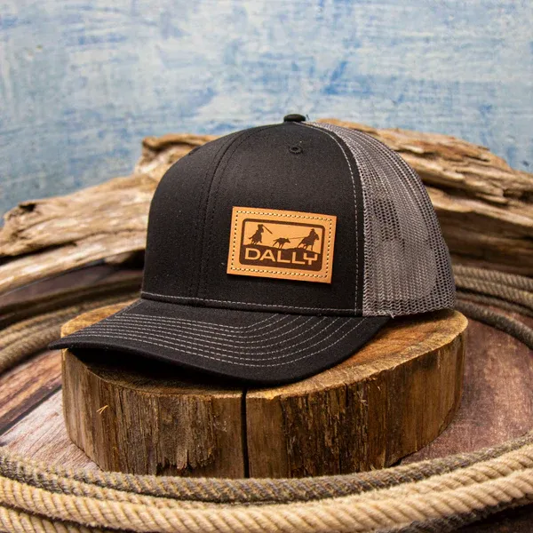 Dally Up 520 Caps Ropers Dally Leather Patch-Multiple Colors, Color: black-silver