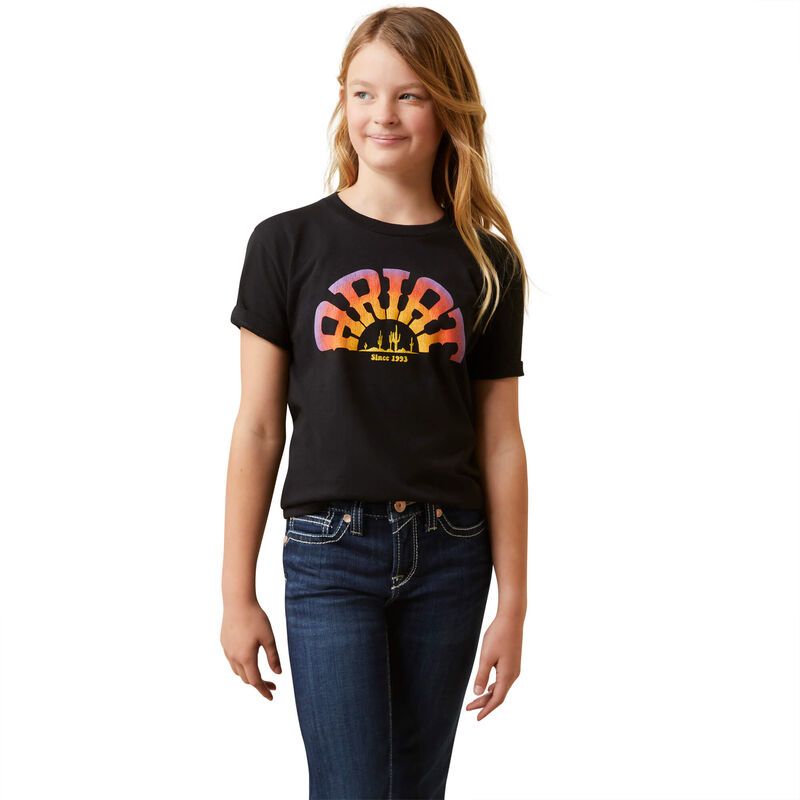 Ariat Girls Rainbow Sunset SS Tee - Black