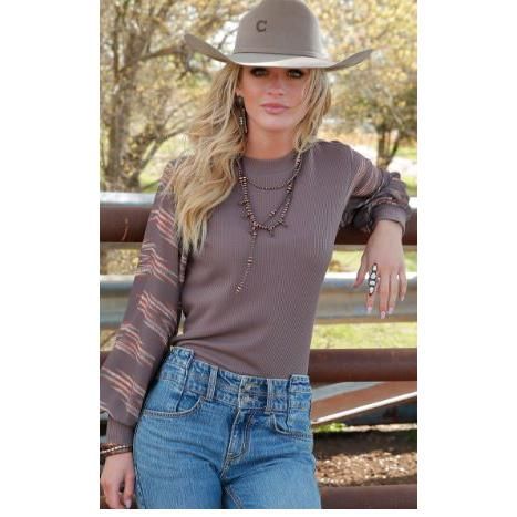 Cinch Women's Long Bubble Sleeve Shirt-