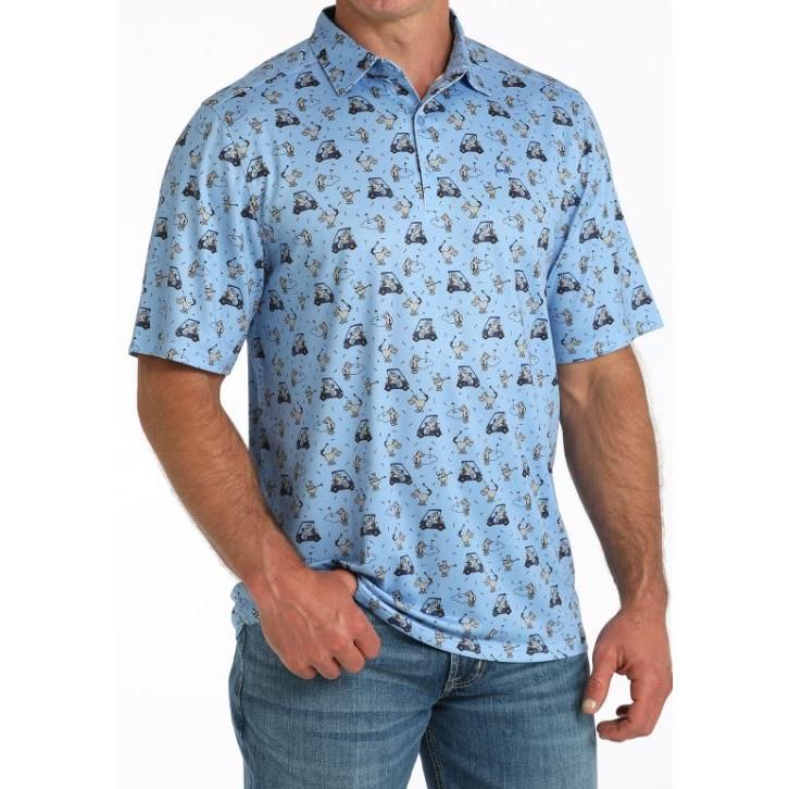 Cinch Men's Arenaflex Polo -Light Blue
