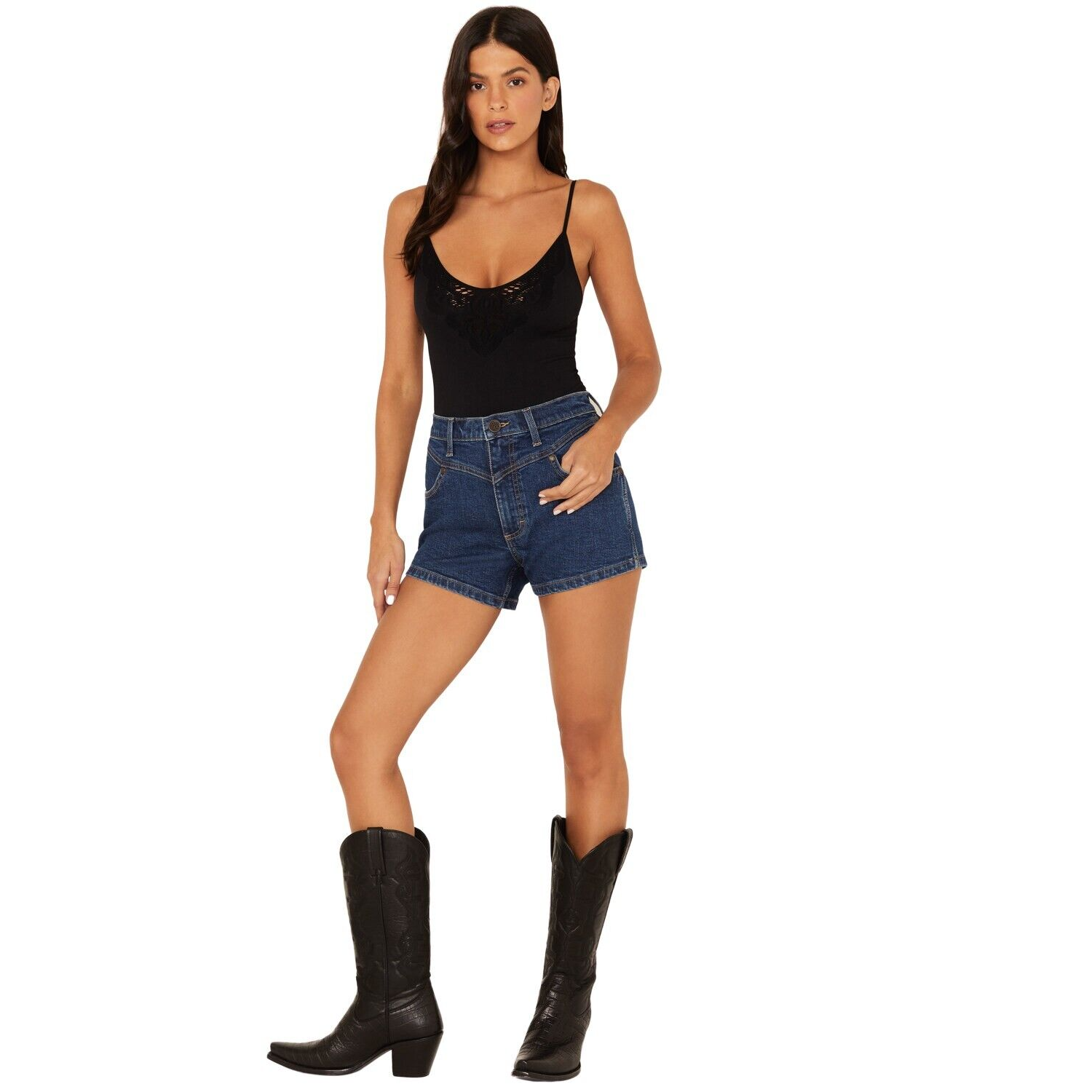 Wrangler Women's Retro High Rise Bareback Denim Shorts - Dark Wash