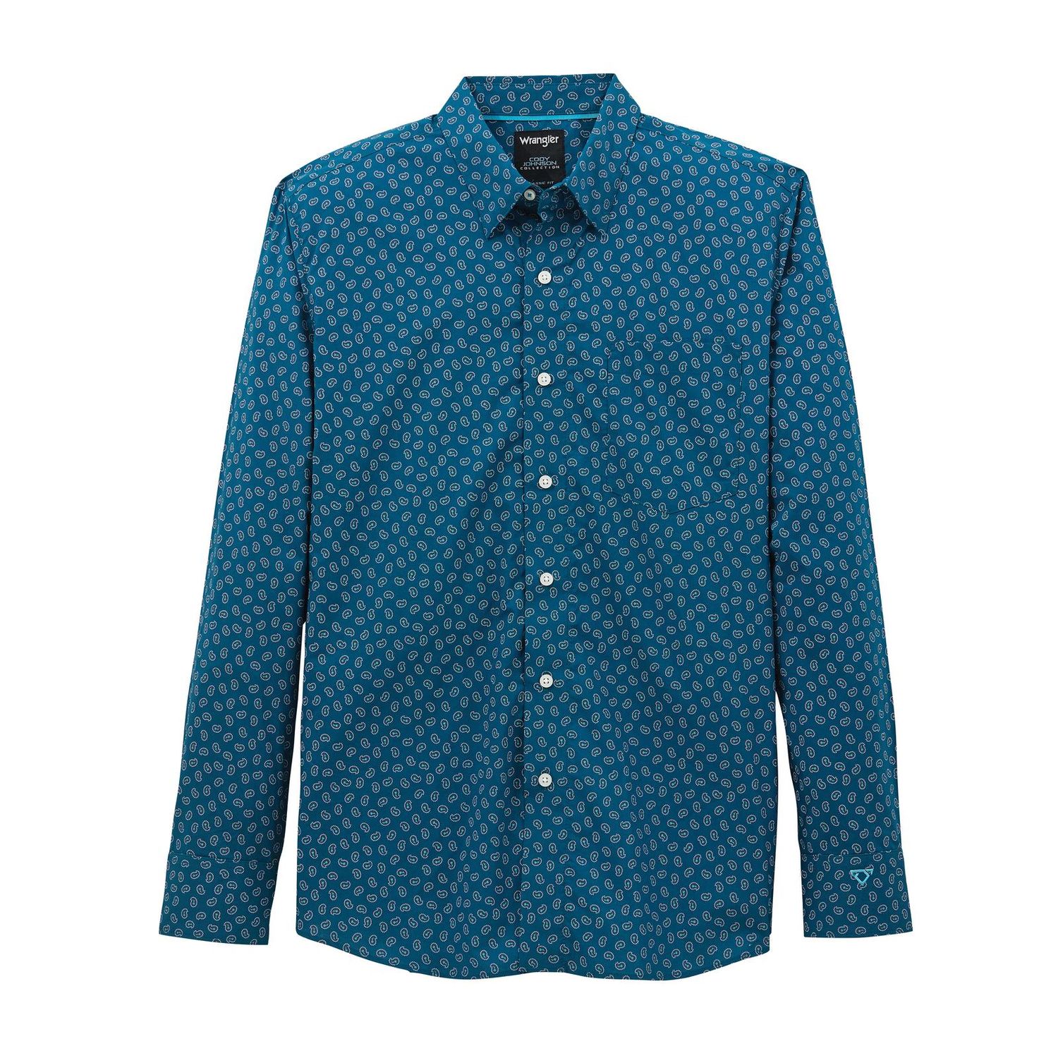 Wrangler Men's Wrangler X Cody Johnson Classic Fit Long Sleeve Shirt - Ink Blue Pattern