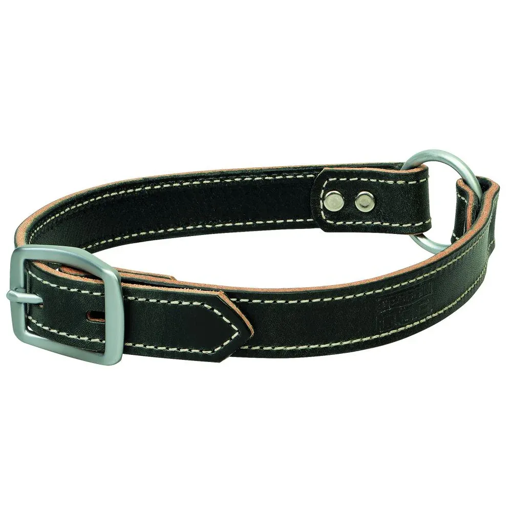 Weaver Bridle Leather Ring-In-Center Dog Collar, Color: Black